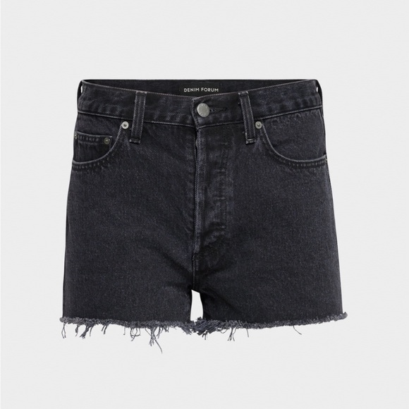 Aritzia Denim Forum Black Jean Shorts Distressed Cut Off The Ex Boyfriend 30 - Picture 5 of 11
